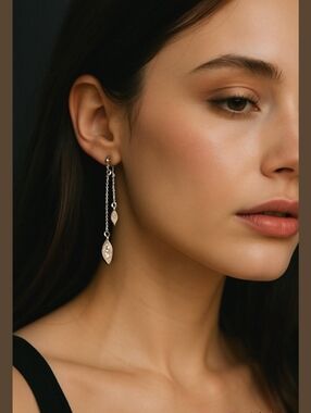 Sterling silver cz dangle drop earrings 🆕